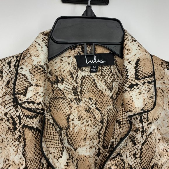 Lulus Top Snake Print Satin Rhea Button Down Long Sleeve - Picture 5 of 13